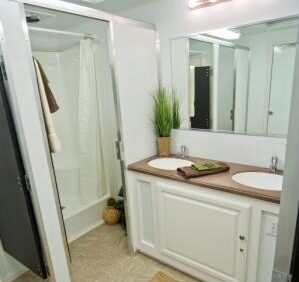 restroom trailer rental unit interior